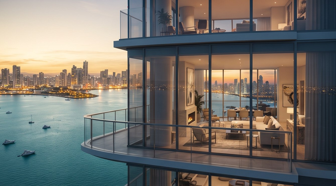 Penthouse frente al mar en Ocean Reef Panamá con vista a la bahía y a la ciudad